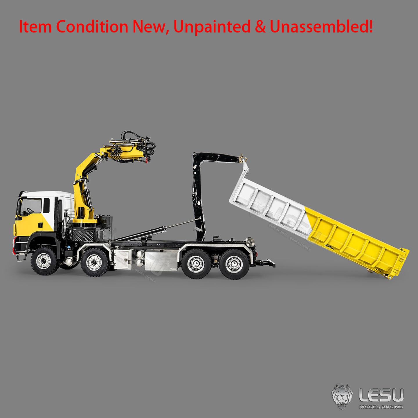 TOUCAN RC HOBBY LESU RC - Ascensore idraulico pieghevole 1/14 Z0125 8 x 8 gru ribaltabile auto con serratura differenziale a 3 marce, telaio in metallo