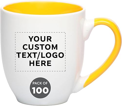 Miniatura 1 de Juego de 100 tazas de café grandes estilo bistro personalizadas de 16 onzas, paquete a granel personalizado, perfectas para café, té, expreso, cacao