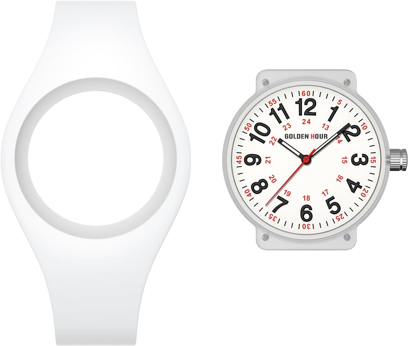 GOLDEN HOUR Waterproof Sports Analog Unisex Watches for Nurse Medical Professionals, Students - Military Time Glowing Easy to Read Dial, Jelly Silicone Strap - Image 5