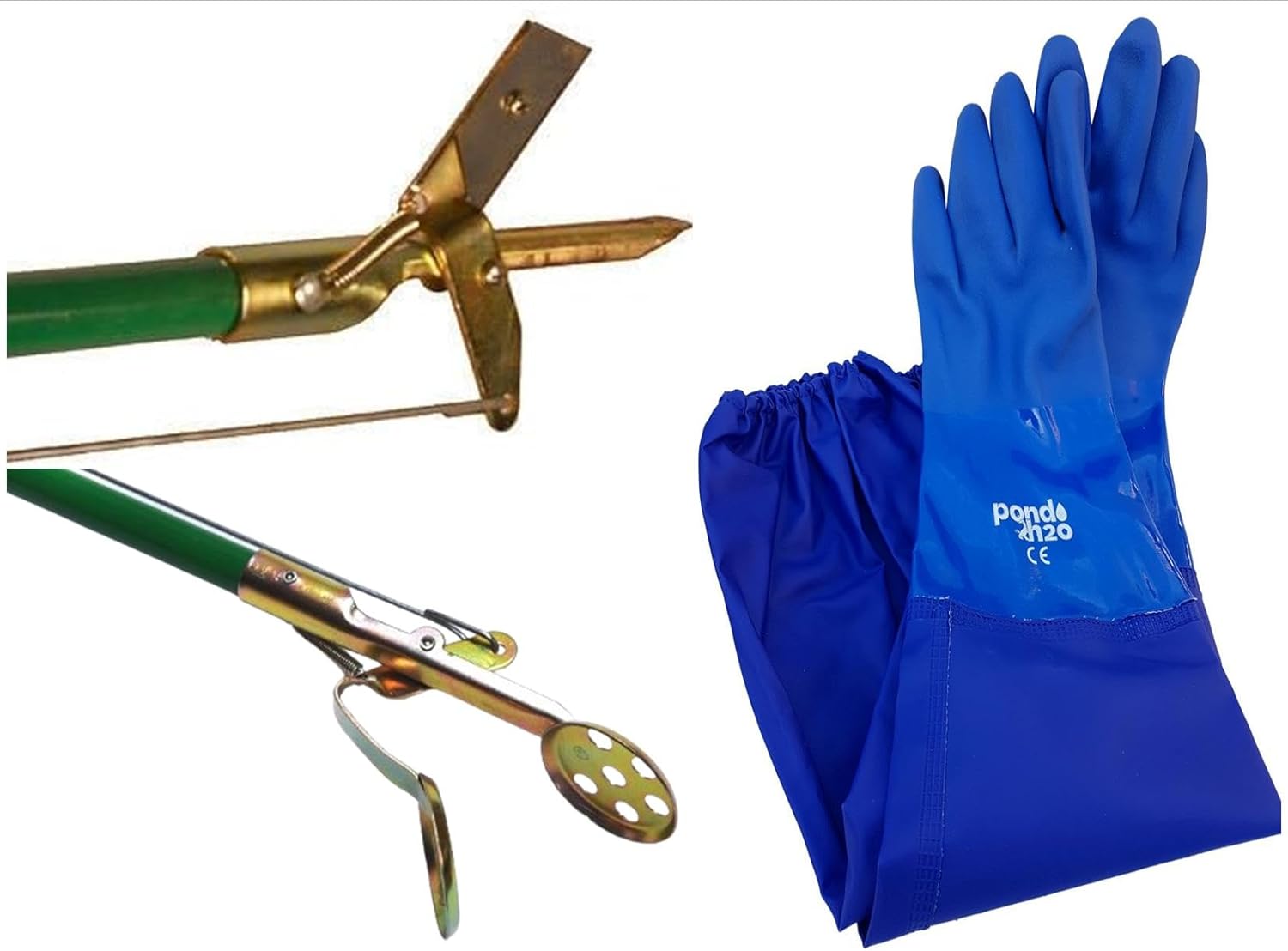 Water Garden Koi Fish Pond Plant Care and Maintenance Pack, Includes Aquatic Plants Forceps Grabbers, Pond Scissors and PondH2o Full Arm Protection Pond Muck Gloves