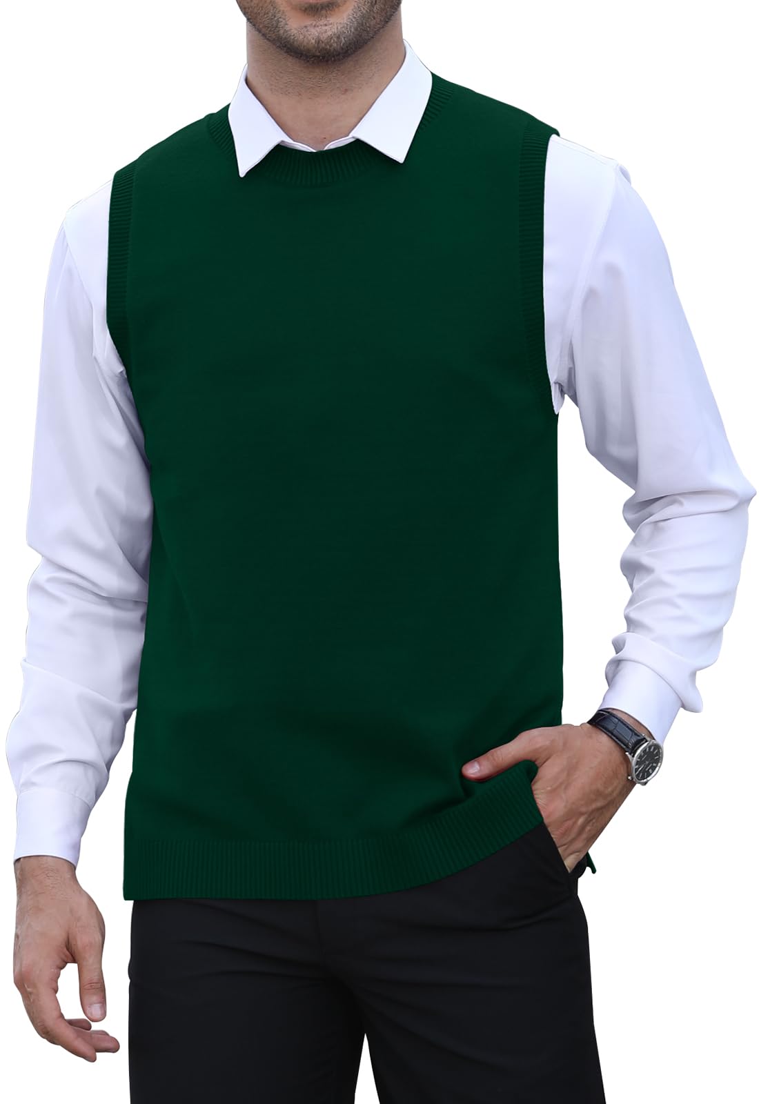 KUYIGO Herren Ärmellose Weste Klassisch Business Rundhals Strickwaren Strickweste Sweater Cardigans Tank Tops