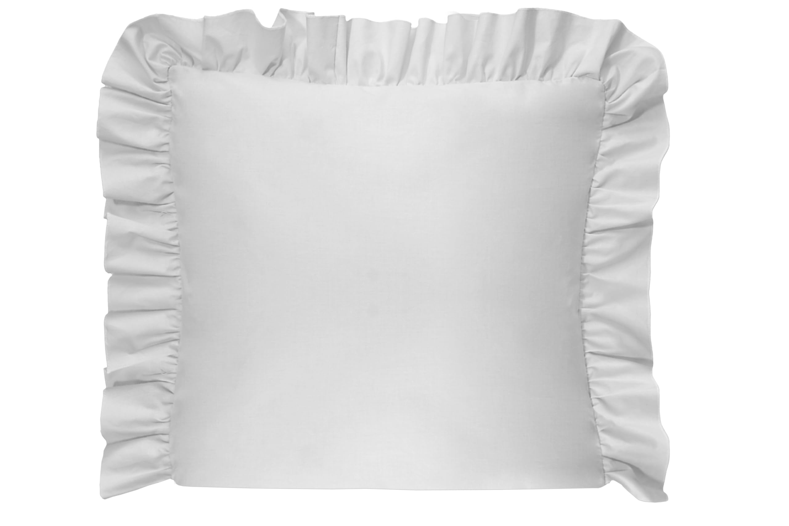 Balbina Kissenbezug 40 x 40 cm für Kinder & Babys, Kopfkissenbezug aus Baumwolle, für Kinderzimmer, Kinderwagen oder Kinderbett, Baumwoll-Kopfkissenbezug mit Rüsche & Reißverschluss, Grau