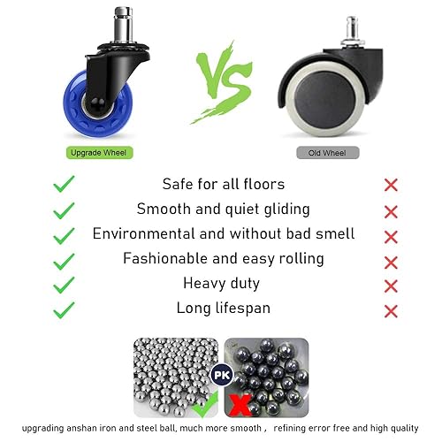 Miniatura 4 de Ruedas giratorias de oficina de 2 pulgadas, ruedas de repuesto para silla de juegos, ruedas giratorias resistentes, no necesita alfombrilla de