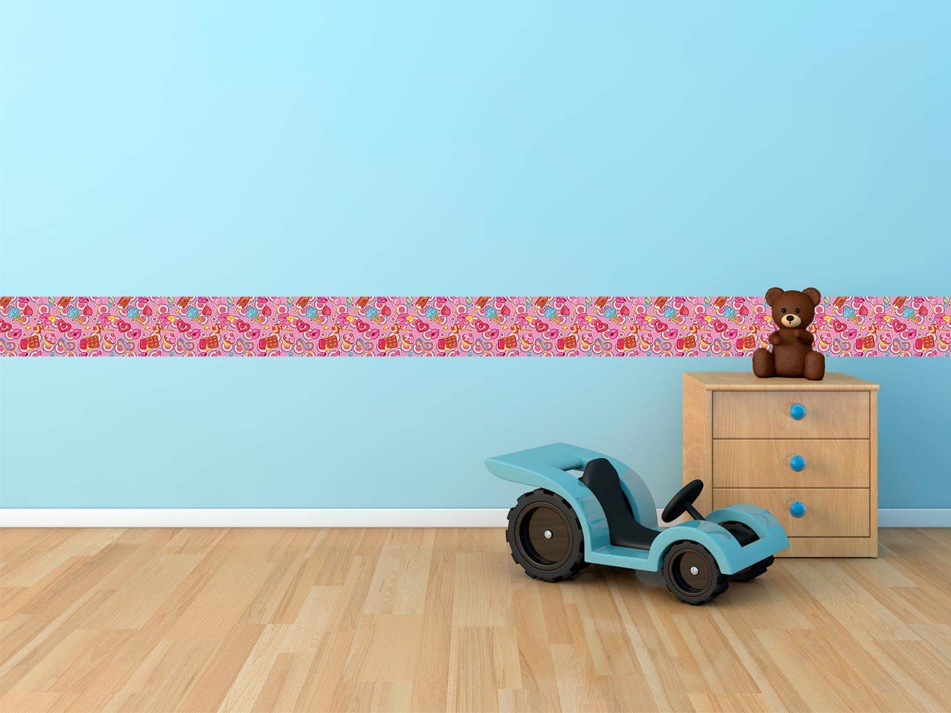 OedimPack of 5 Self-Adhesive Vinyl Wallpaper Border 120 x 15 cm for Walls Gominolas Chocolate and Ice Cream