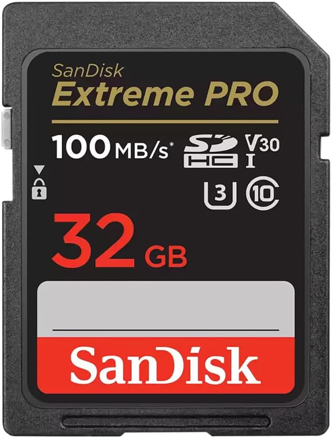 SanDisk 32GB Extreme PRO SDHC card + RescuePRO Deluxe, up to 100MB/s, UHS I, Class 10, U3, V30 SDSDXXO 032G GN4IN, Black
