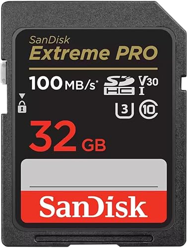 SanDisk Tarjeta de memoria SDHC UHS-I Extreme PRO de 32 GB, C10, U3, V30, 4K UHD, tarjeta SD - SDSDXXO-032G-GN4IN
