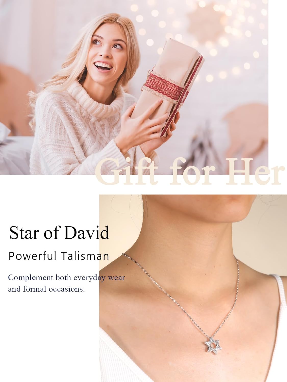 CYW Moissanite Jewish Star of David Pendant Necklace for Women, Really Authentic Solid 925 Sterling Silver, Israel Necklace - Image 7