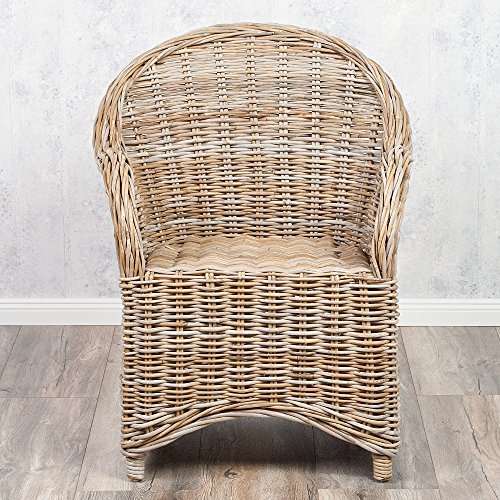 Rattansessel Lebenswohnart Charlotte Antique Grey mit Sitzkissen