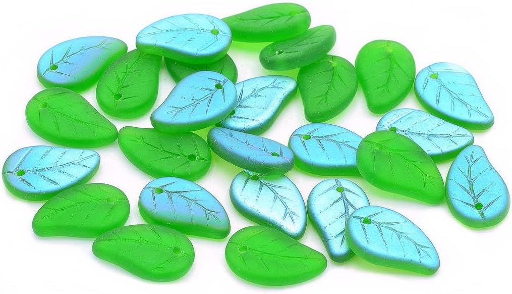 Outlet 10 Grams Heart Leaf Bead, 16 x 11 mm, Mixed Colors Beige (Mix-Beige), Glass, Czech Republic