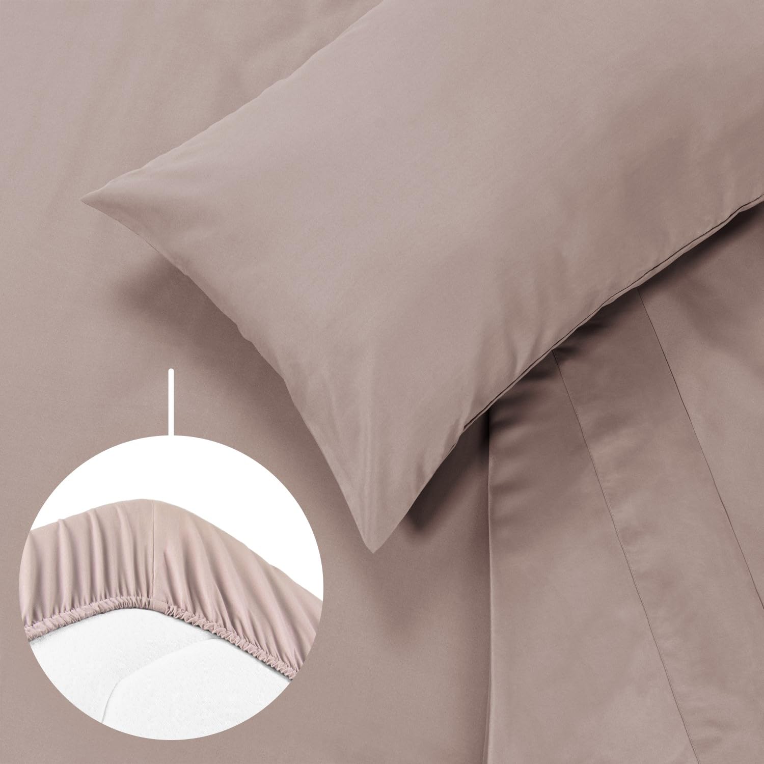 Blumtal Completo lenzuola matrimoniali 3pz - completo letto matrimoniale certificato OEKO-TEX - lenzuolo con angoli 160x200x30cm + lenzuolo 240x275cm + federa cuscino 50x80cm in microfibra color talpa
