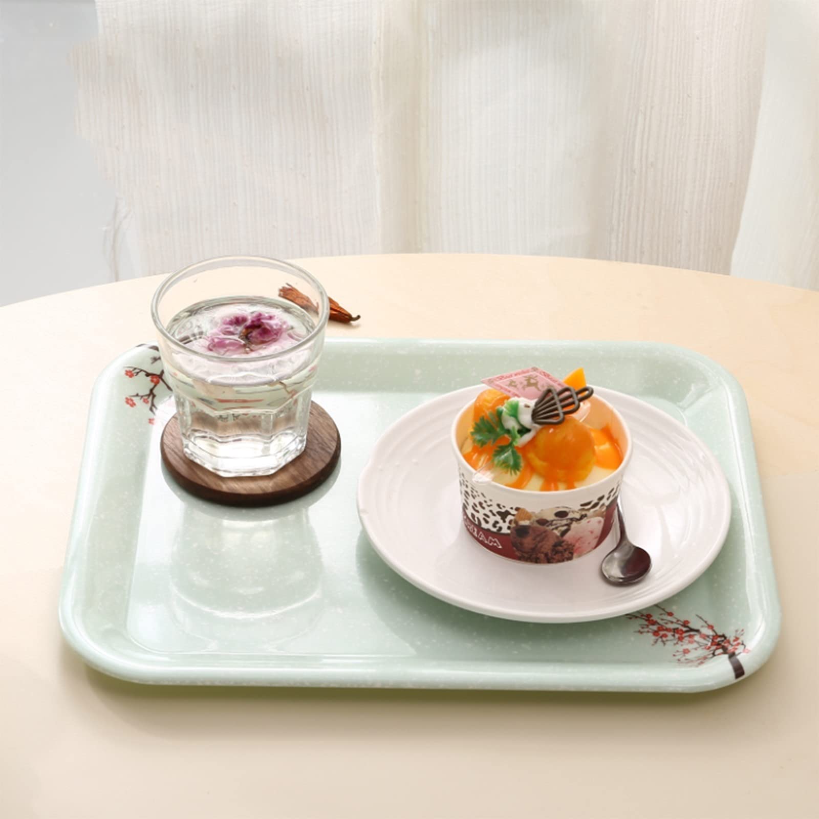 Plato para servir Bandeja de servir y platear, resina rectangular Pintado Placa de senderos Bandeja, Bandeja de desayuno, Decoración de granja con estilo Sirviendo platos Bandeja de cocina(A,S)