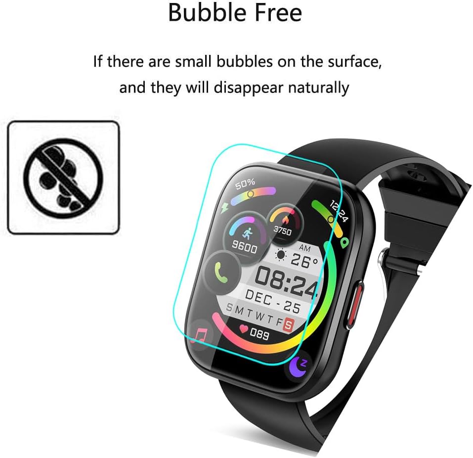 for Aycy Smart Watch P114 Screen Protector 1.85" [5 Pack] HD Clear Soft PET Film [Anti-Fingerprint] [Anti-Scratch] [Bubble Free] Compatible for PEFUPEW Ddidbi Paukila Aycy P114 Smartwatch - Image 7