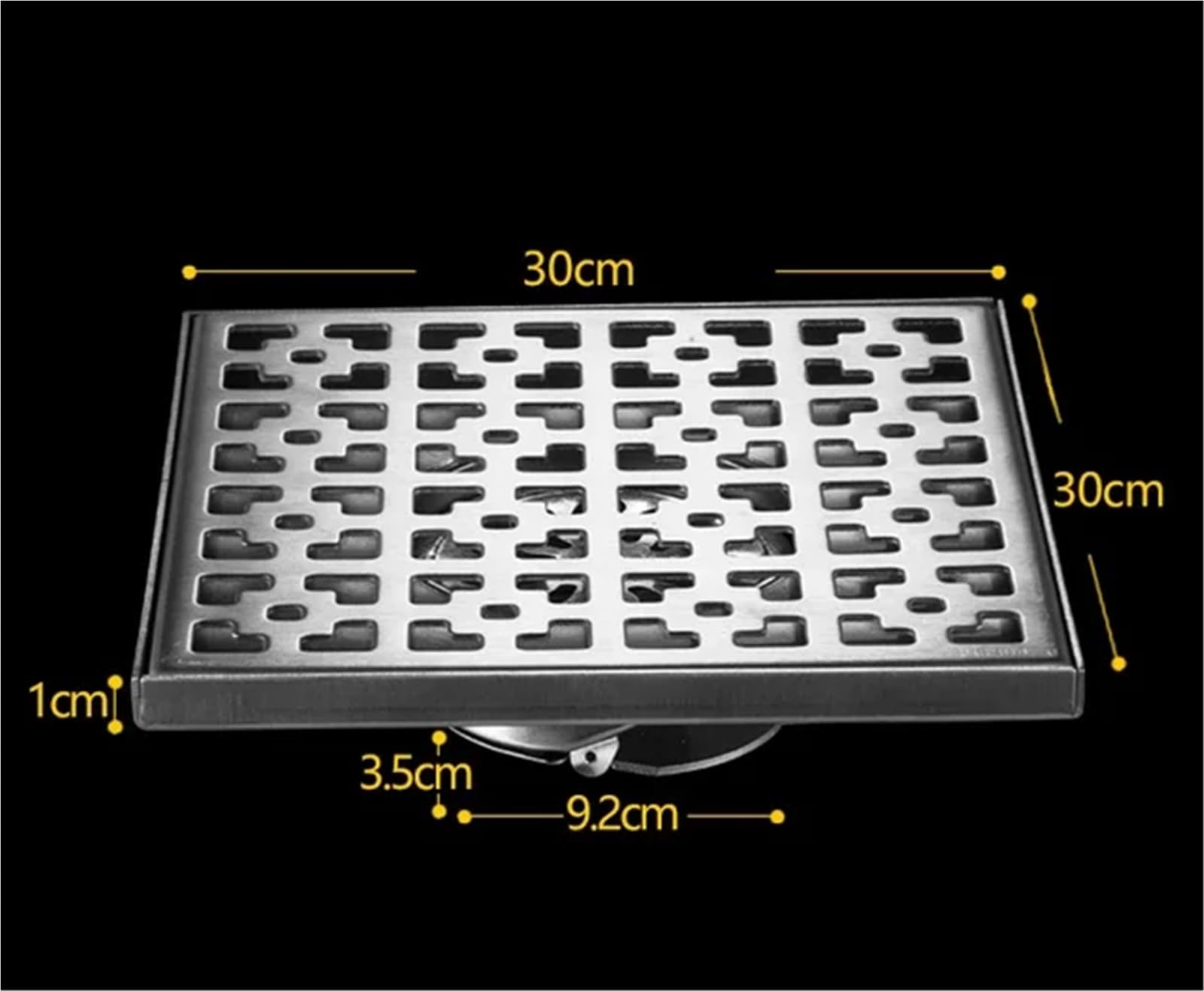 Rejilla Desague Ducha 10/12/15/30cm Floor Drain 304 Bathroom Drain | Stainless Steel Bathroom Square Anti-Odor Shower Drain Hair Catcher Waste Filter(30x30cm)