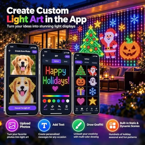 Smart LED Curtain Lights Christmas Indoor Outdoor DIY Smart Lights Decor - Image 4