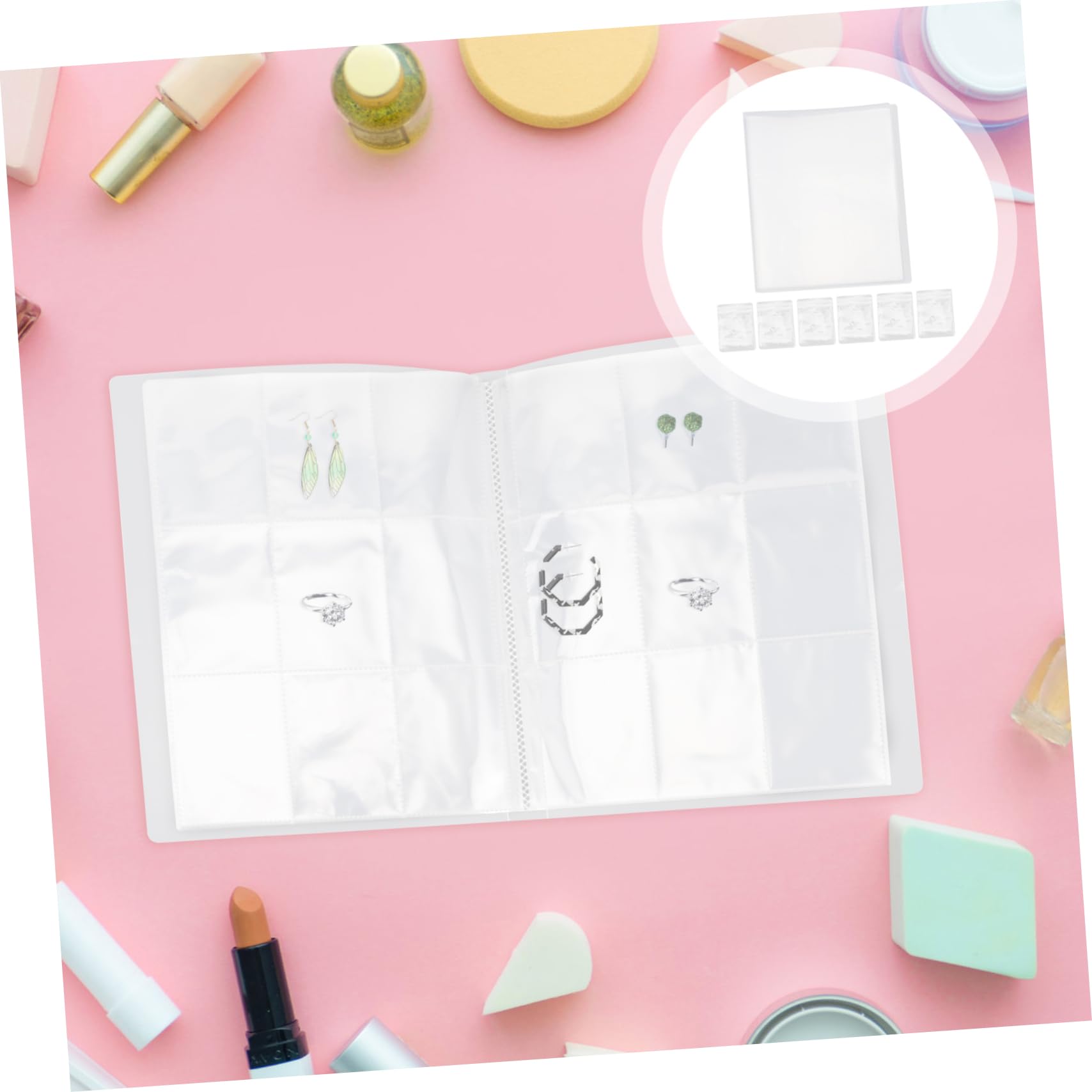 NAMOARLY Jewelry Organizer Book Transparent Pockets Portable Storage for Earrings Necklaces and Bracelets for Women Teens and Girls