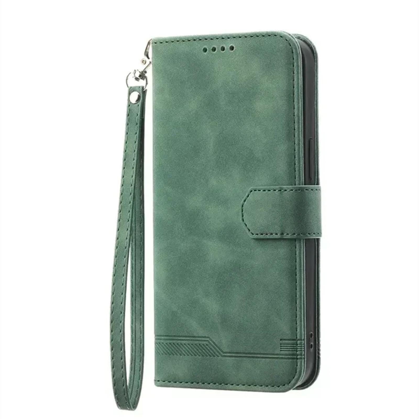 Funda de Cuero con cordón y Tarjetero para iPhone SE 2020 (2022) (Verde)
