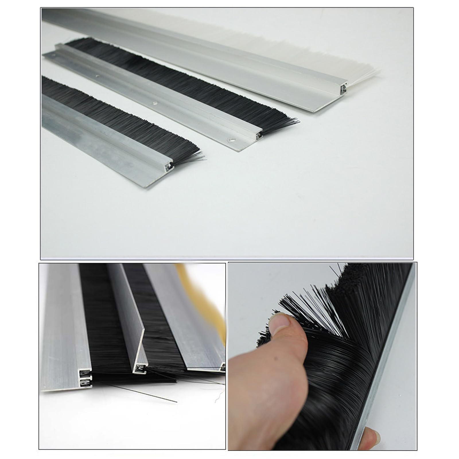 Szczotka ze stopu aluminium, dolna część drzwi maszyny srebrna HFT 10-300 mm