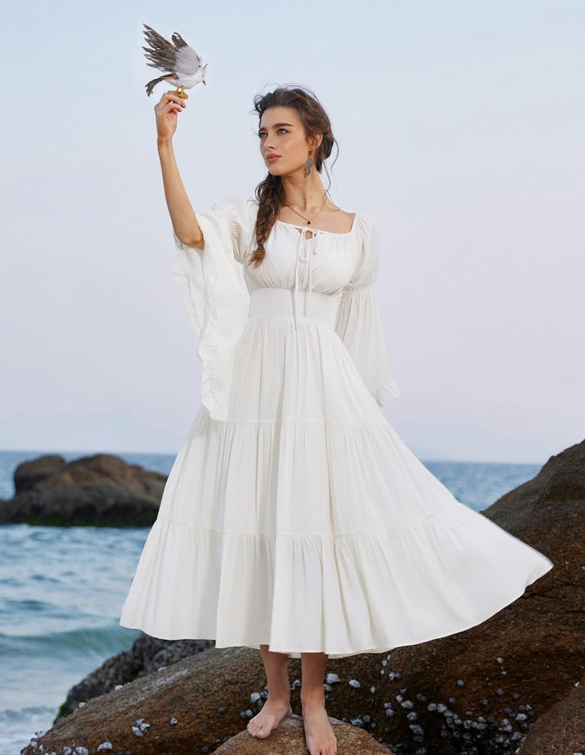 Scarlet Darkness Renaissance Dress Women Long Sleeve Off The Shoulder Dress Flowy Maxi Dresses