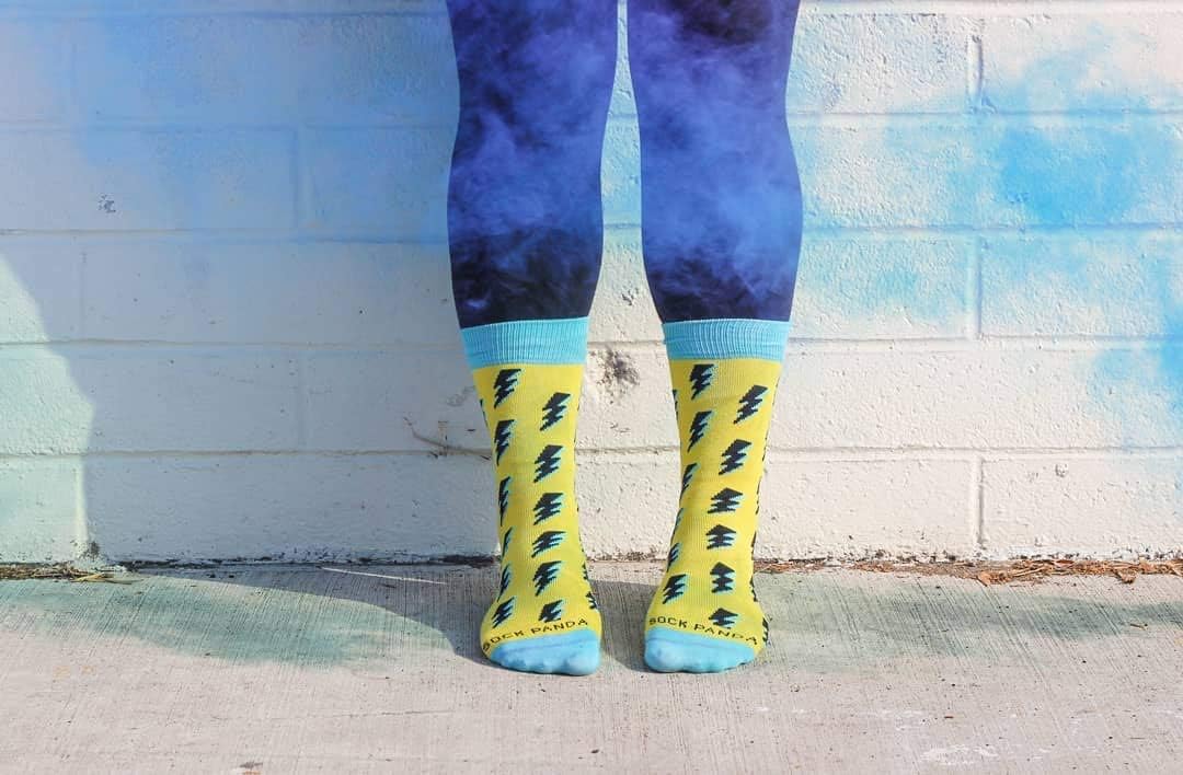 Sock Panda Tween Lightning Bolt Patterned Socks from the (Adult Small)