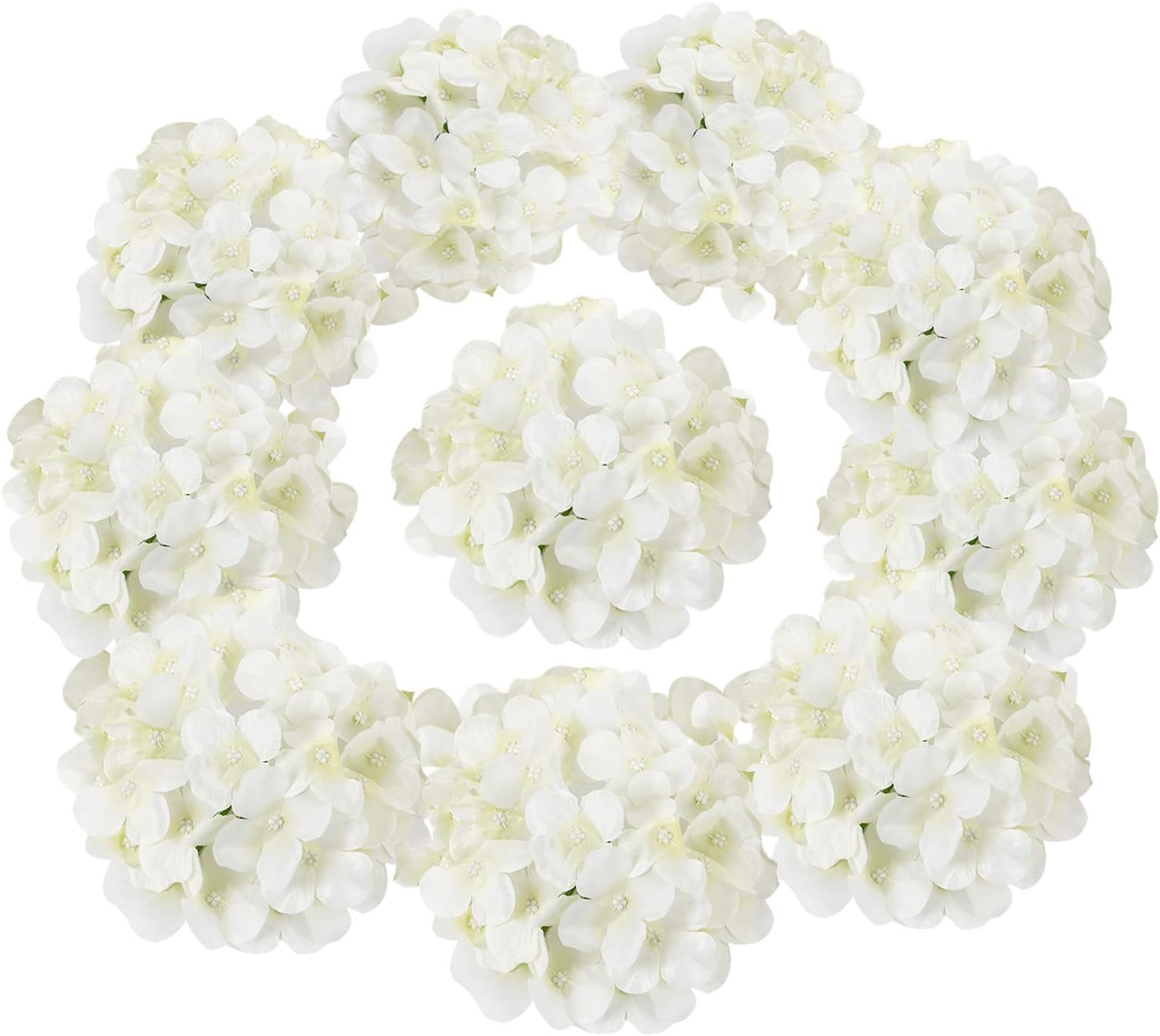 Sunm Boutique Artificial Hydrangea Flower Heads, 10 Pcs