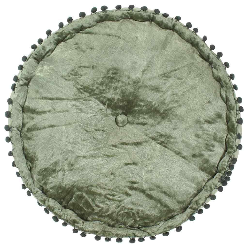 Pouf Rotondo in Velluto Verde 40x20 cm