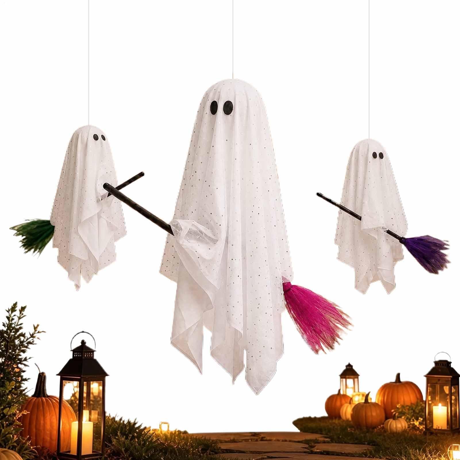 Leuchtender Geist Halloween Deko 3 Gruselig Fliegende Besen Requisiten