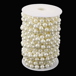 Jerler Pearl Garland 11 Yards/33Feet Artificial Pearl Bead Chain Trim Strands Roll, Ideal for DIY Crafts, Christmas, Wedding, Bouquet and Party Decoration (10mm-Ivory) - Buy now