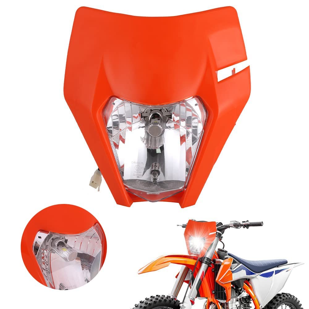 AnXin Dirt Bike LED Headlight Universal for EXC SX SXF EXC XC XCF XCW XCFW 50 85 125 150 250 300 350 450 500 525 Supermoto Enduro Orange