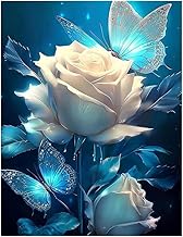 XUIIOSOOKP Diamond Painting Adults, 5D Diamond Painting, DIY Diamond Painting Pictures, White Rose Diamond Painting Embroidery Set for Home Wall Decorations - 30 x 40 cm / White Rose