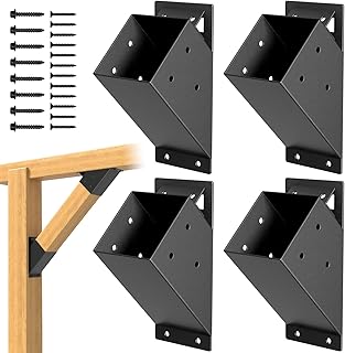 8 Pcs Pergola Brackets, 45-Degree Angle Bracket, Fit for 4''x4'' Wood Posts, Specially for Reinforcing Pergolas and Gazebos Garages, Tree Houses, Patios, Lawns, Cabins, Yards,…