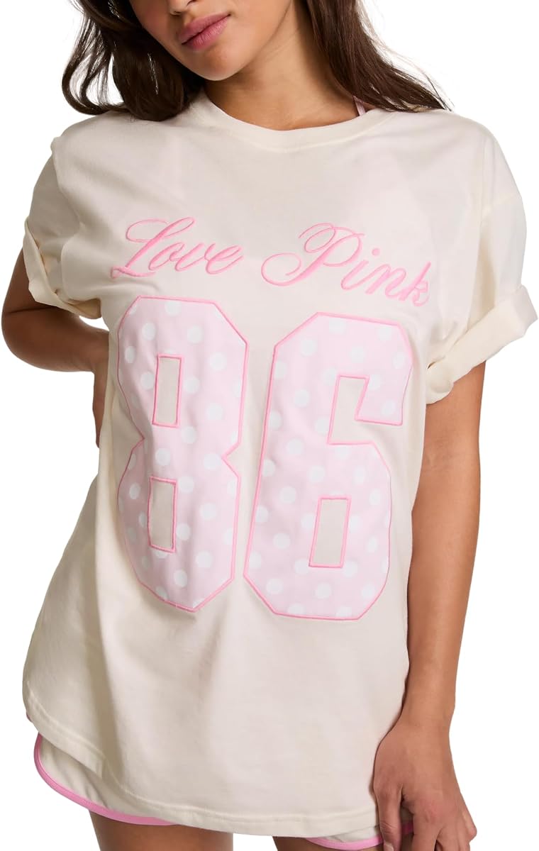 Pink Women's Oversized Campus Cotton T-Shirt (XS - XL)