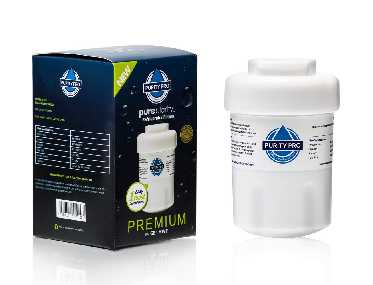 Replacemnt MWF Filtre à Eau - PF03 - Purity Pro Purity Pro PF03 Replacement Filter for GE MWF, Smart Water MWFP