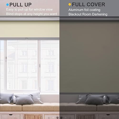 Miniatura 10 de MYshade - Persianas enrollables opacas personalizadas para ventanas, persianas enrollables sin cordón, con aislamiento térmico, protección UV, fácil