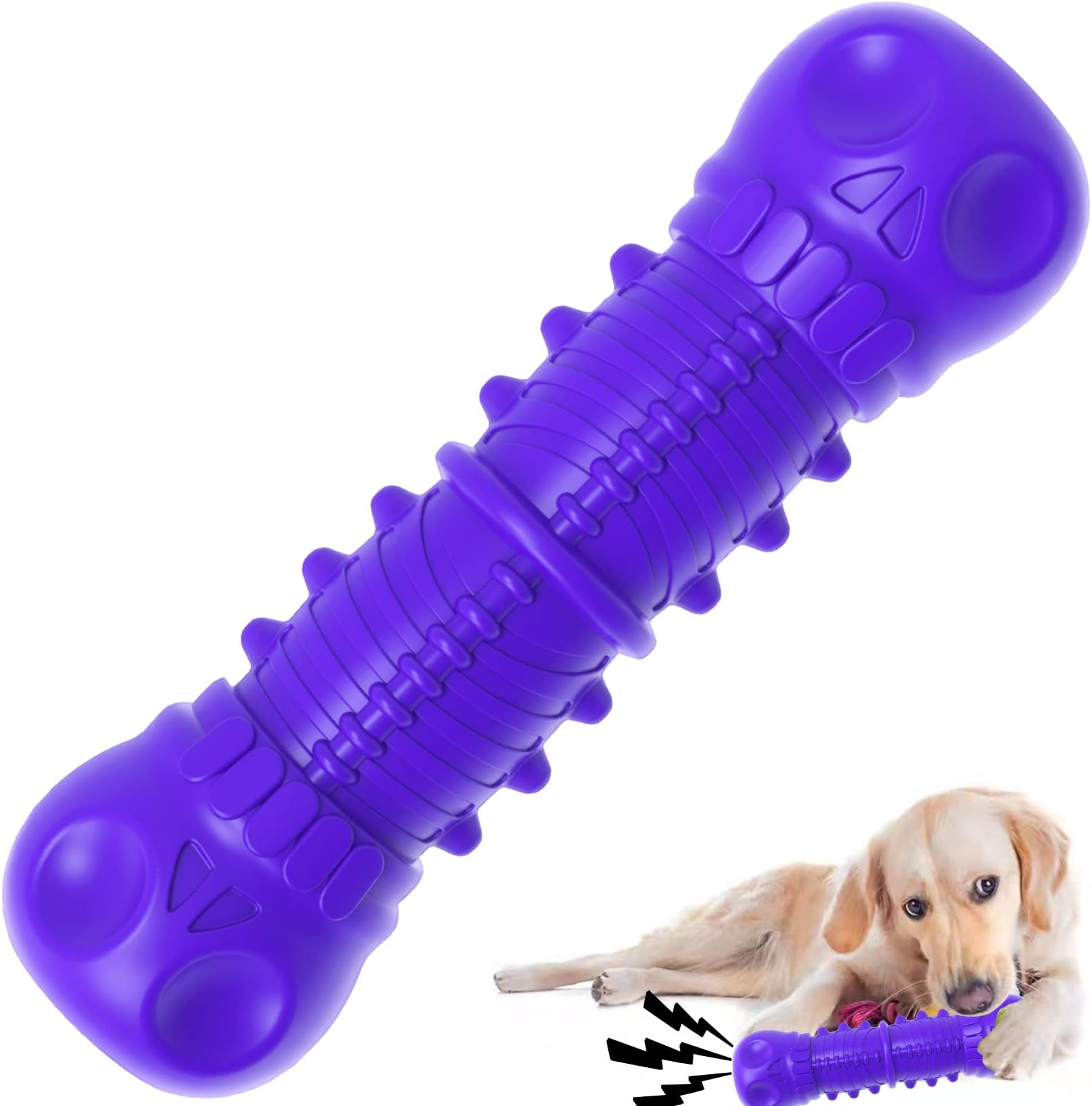 ZIKATON Dog Squeaky Toys for Aggressive Chewers, Durable Dog Chew Toys for Large Medium Breed Dog, Dog Toys, Tough Durable Dogs Toys with Natural Rubber (Purple)