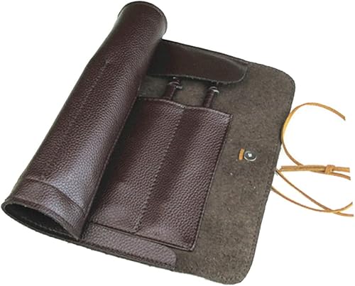 Miniatura 8 de 2 bolsas de almacenamiento para múltiples bolsillos, organizador para herramientas de tallado, bolsa de cuero marrón para artesanos y uso al aire