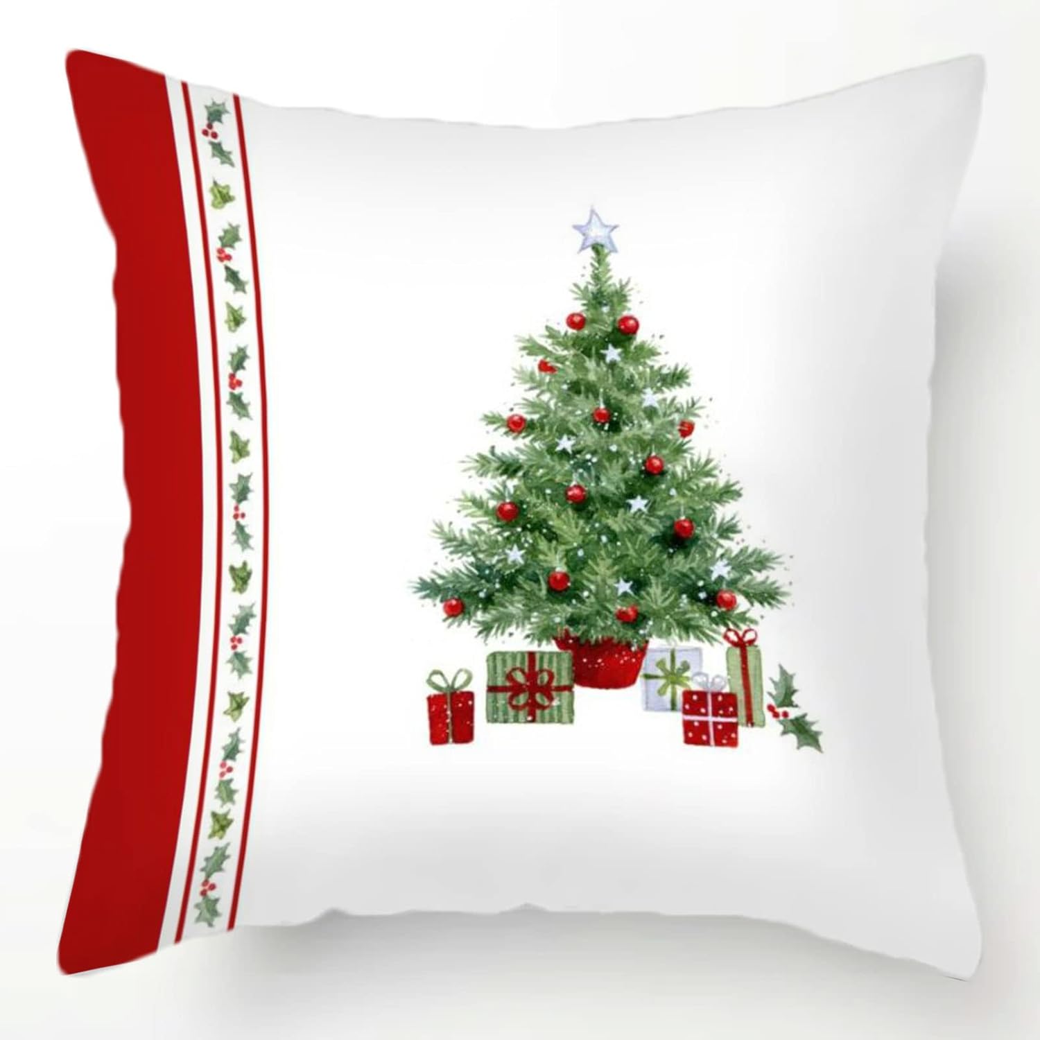 Christmas Decorative Throw Pillow Covers 20x20 Inch Set Of 4 Christmas Holiday Velvet Pillow Cases Xmas Santa Clause Deer Snowman Red White Cushion Covers Outdoor Sofa Home Bed Decor (20x20)