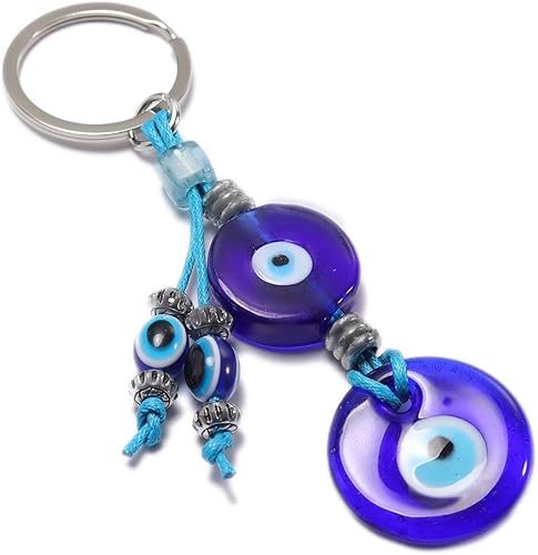 Potente llavero turco de ojo turco hecho a mano con dije de buena suerte, adorno de ojo turco para llavero de coche