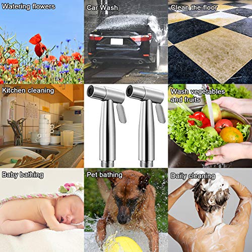 2 Stück Bidet-Toilettensprüher aus Edelstahl, Hand-Bidet-Sprayer, Tuch für Badezimmer, Windel-Sprayer für Küche und WC-Reinigung