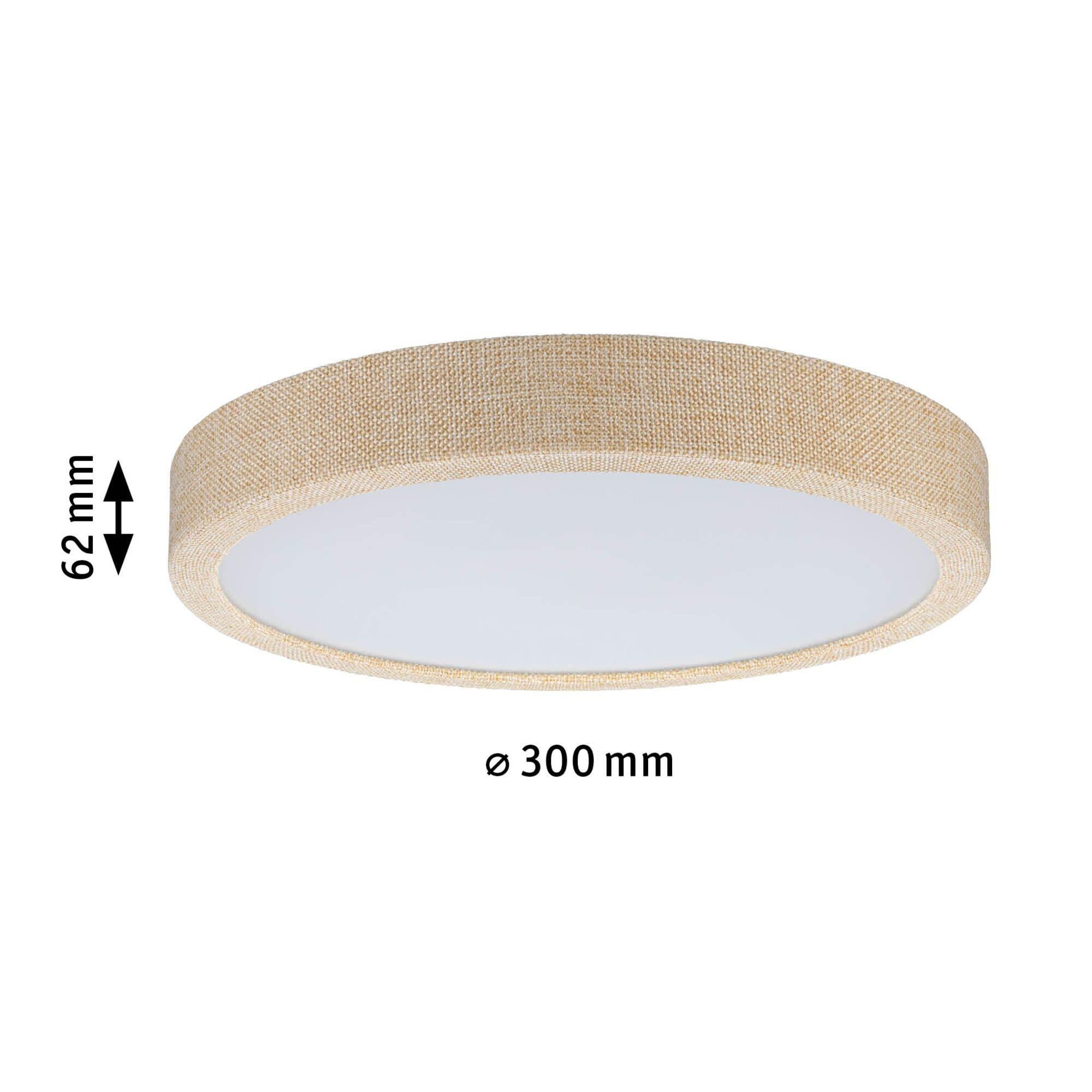 Paulmann 71054 LED Panel Cosara rund 15W IP44 1300lm 300mm Deckenleuchte in Beige Kunststoff/Stoff 4000K Badleuchte