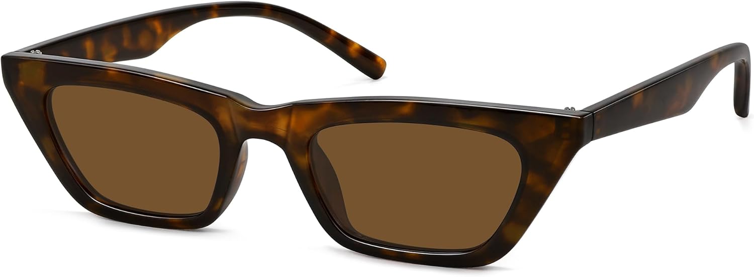 Fozono Narrow Square Cat Eye Sunglasses for Women | Retro Vintage-Chic UV400 Driving shades