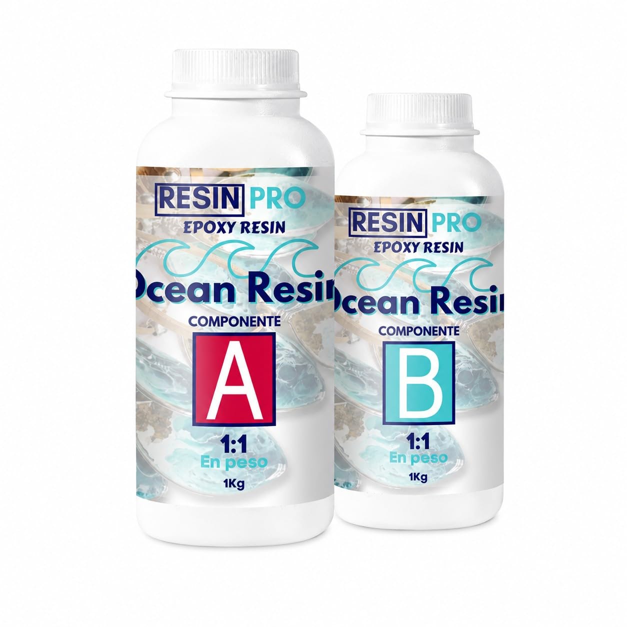 Resin Pro Ocean Resin para crear efectos de arte oceánico, resina epoxi transparente resistente a la humedad y de alta densidad, ¡resina epoxi perfecta para sus creaciones! (2 kilos)