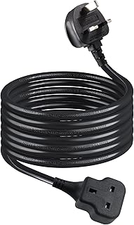 1 Way Gang Extension Lead 3M, Single Socket Mains Power Extension Lead 13A UK 3Pin Fused Plug male to female Travel Use Extension Cord Power Strip, Tough and Fireproof, Black…