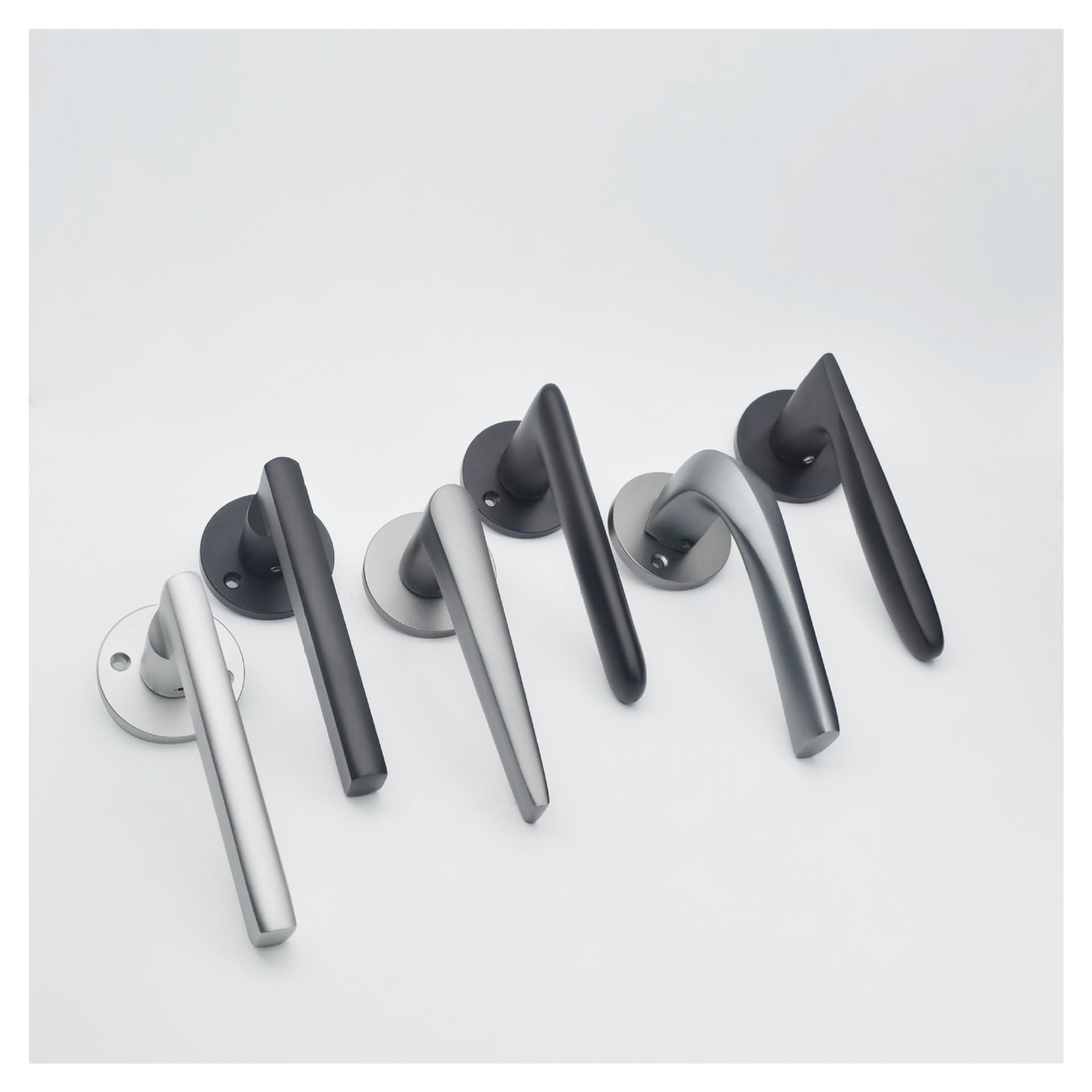 Aluminio Espacial Cerradura con Manija Silencioso | Estilo Nórdico for Dormitorio Puerta de Madera(Model A Black 4558 lock body)