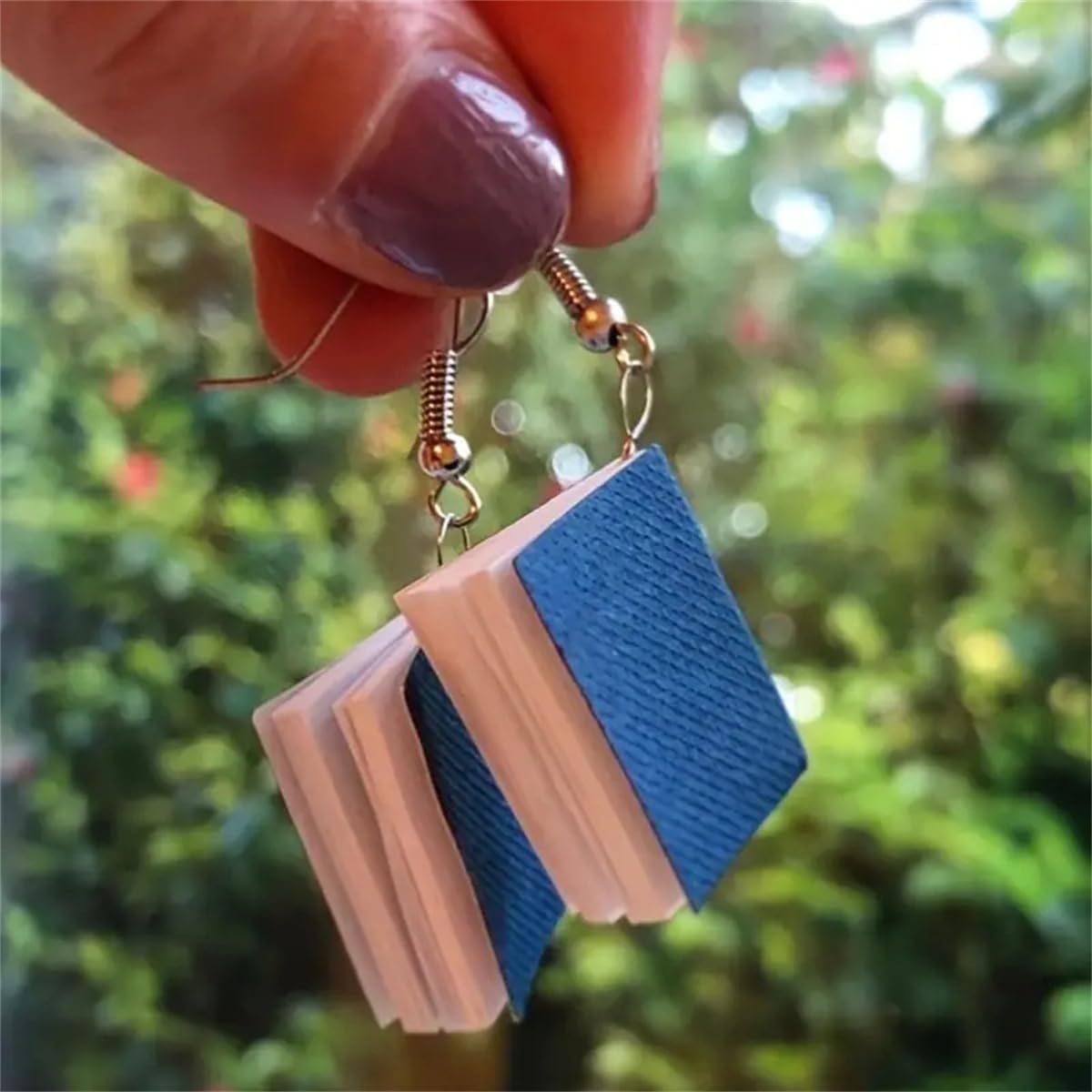 Funny Stackable Paper Book Drop Dangle Earrings for Women Gold-Toned Stack of Books Reading Dangling Fish Hook Earrings 3D Classic Librarian Graduation Teacher Student Back to School Jewelry - Image 4