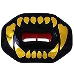 Oral Mart Flag Football Mouth Guard (2025 Golden Fangs) with 3D LipFit Design - No Boil Instant Fit Lip Guard Mouthpiece for Braces - Football Mouthguard (Detachable Helmet Strap Included)