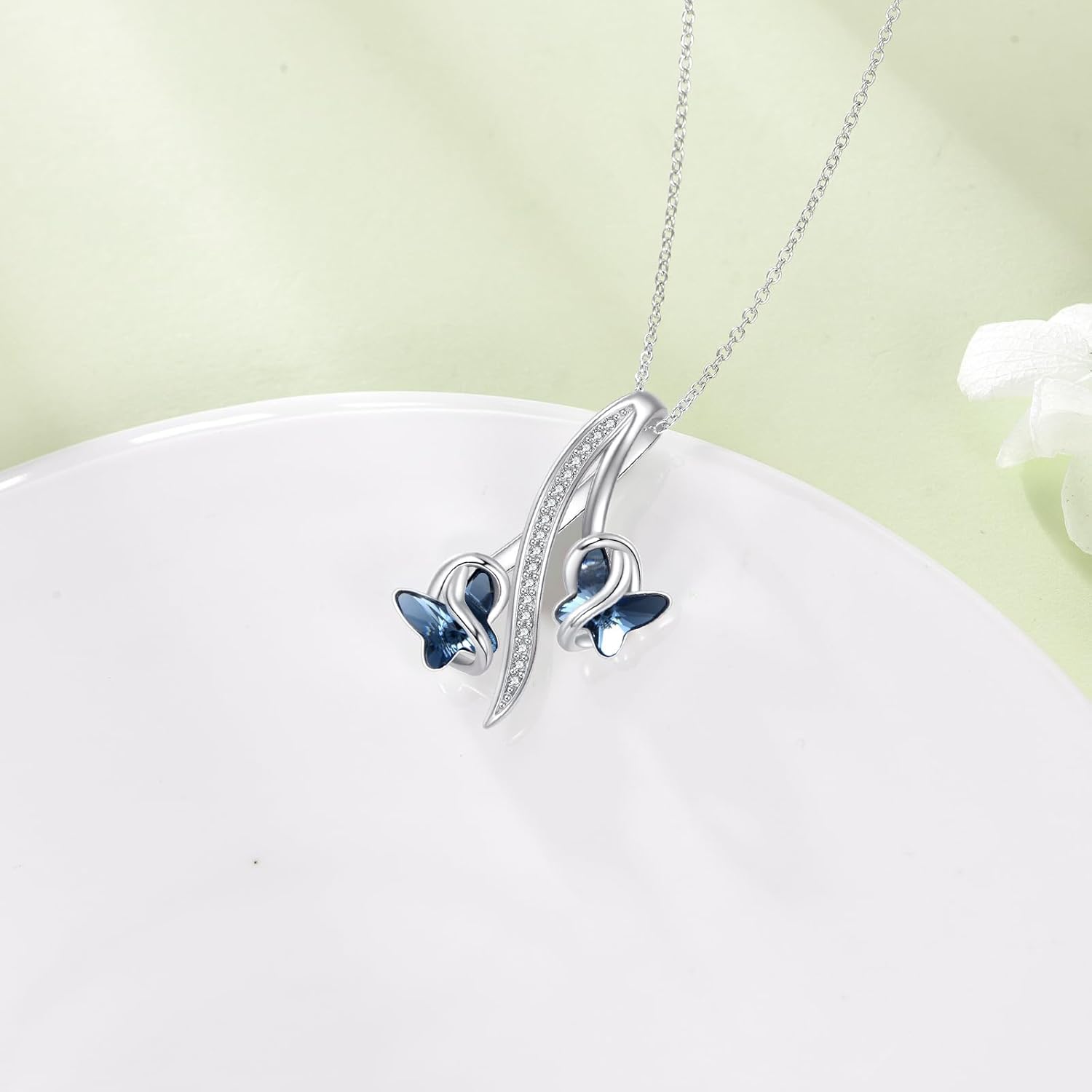 Butterfly Necklace for Women Sterling Silver Butterflies Crystal Necklace Infinity Butterfly Jewelry Gifts for Women - Image 4