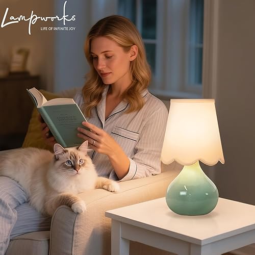 Miniatura 9 de Lámpara de mesa LED inalámbrica de 14 pulgadas de alto con atenuador, lámpara de mesa de noche de cerámica, recargable y brillo de 3 niveles, base