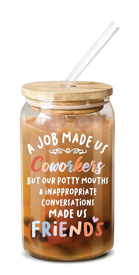 Coworker Leaving Gifts - Farewell Gifts, Going Away Gift For Coworker - New Job, Goodbye, Good Luck Gifts For Coworkers, Colleagues, Boss, Work Bestie, Women, Friends - 16 Oz Coffee Glass