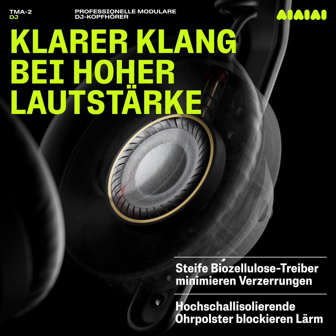 AIAIAI TMA-2 DJ – Professionelle On-Ear-DJ-Kopfhörer mit druckvollem Bass, robuster Bauweise, hoher Geräuschisolierung, modularem Design und austauschbaren Teilen für maximale Langlebigkeit