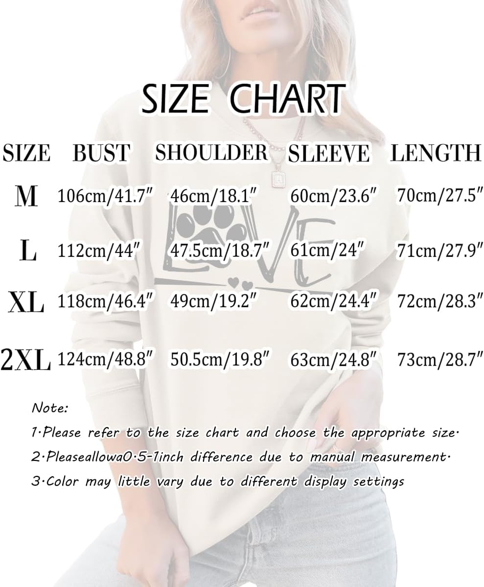 Womens Dog Mom Crewneck Sweatshirts Love Paw Print Graphic Casual Pullover Tops Dog Lover Long Sleeve Shirt - Image 7